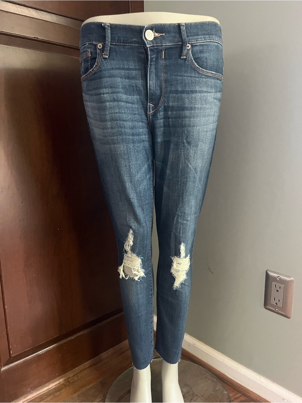 Express Distressed Ankle Skinny Jeans
